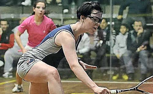 Rising squash star Tamika Saxby reaches for a backhand during her win over Nouran El Torky at the British Junior Open. Rising squash star Tamika Saxby reaches for a backhand during her win over Nouran El Torky at the British Junior Open.